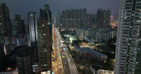 Sticker - Top view of Hong Kong city night