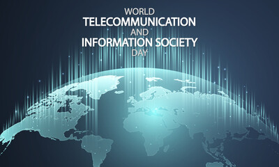 World Telecommunication and Information Society Day Digitalization planet, vector art illustration.