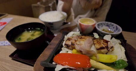 Poster - Grilled pork set in Japanese restaurant