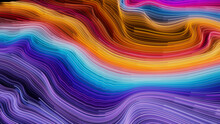 Orange, Pink And Turquoise Colored Stripes Form Wavy Lines Background. 3D Render.