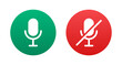 Microphone icons set. Voice record button vector illustration. Mute and unmute sign symbol.