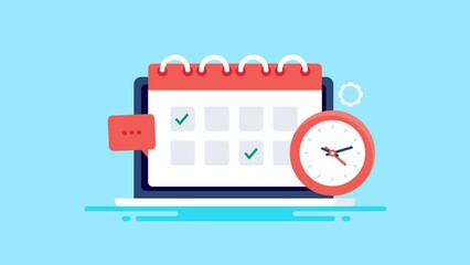 Wall Mural - digital calendar time - business event concept - 2d animation 4k video clip.
