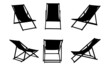 beach chair silhouettes on white background
