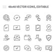 © Pasha Makar - Simple vector line icons. On the theme of affirmative icons, contains icons such as checklist, certificate and medals. a certified document, accepted symbols of approval and confirmation of mail.
