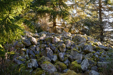 Poster - Old granite rock fence in Sweden