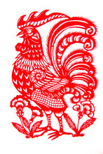 A Red Chinese Zodiac Paper-cut Chicken