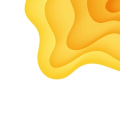 Wall Mural - Abstract yellow background in cut paper style. Cutout orange wallpaper. Wavy template for save the Earth posters, eco brochures, business presentations. Vector card illustration of papercut background