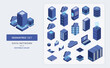 © massadou_std - Data Network Isomatric set Illustration color editable Eps 10. Data infographic isometric set with data center and network elements vector illustration.