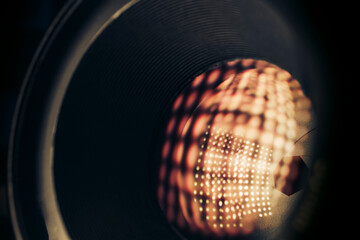 Poster - Beautiful abstract camera lens background multi colored glass reflection.