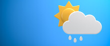 3D Weather Forecast Web Banner Series: Sunshine, Partly Cloudy And Little Rain.