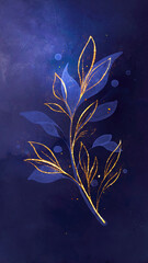 Wall Mural - golden abstract flower elements on a stylish background with watercolor texture