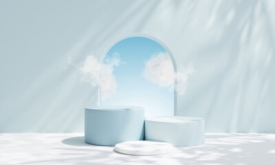 Wall Mural - geometric podium for product presentation. Natural beauty pedestal, relaxation and health, 3d illustration