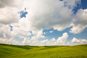 Val d'Orcia, panorami delle colline in primavera