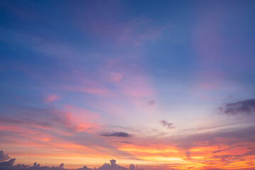 beautiful dramatic and colorful sky at sunset over the sea