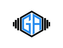 Initial GA Logo With Black And Blue Barbell