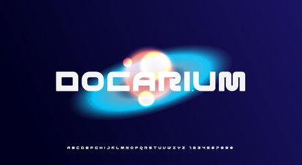 Wall Mural - docarium, an abstract technology futuristic alphabet font. digital space typography vector illustrat
