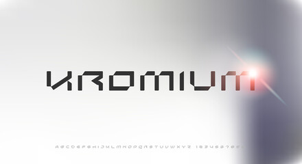 Wall Mural - kromium, an abstract technology futuristic alphabet font. digital space typography vector illustrati