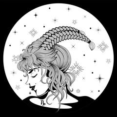 Wall Mural - Capricorn zodiac girl