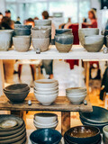 Fototapeta Uliczki - Handmade craft glazed modern ceramics local shop