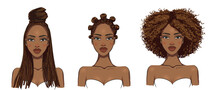 Set Of Three Women With Different Hairstyles