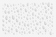 Vector Realistic Isolated Water Droplets On The Transparent Background.