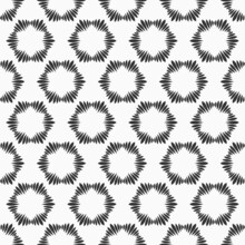 Vector Seamless Pattern. Repeating Geometric Circular Ornaments, Stripes. Abstract Flower Shapes. Black And White Background.
