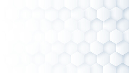 Wall Mural - 3d rendered hexagonal structure white abstract background. three dimensional hexagon blocks nano tec