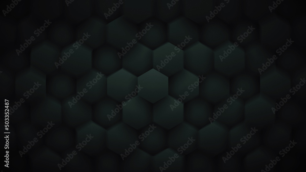 3D Render Hexagon Pattern Dark Green Abstract Technology Wide Art ...