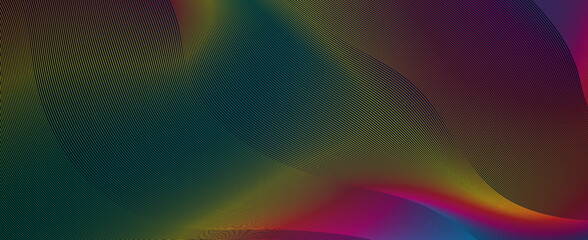 Poster - Luxury background design with diagonal abstract colorful line pattern in rainbow color. Vector horizontal dark template for business banner, premium invitation, voucher, prestigious gift certificate 