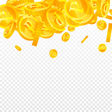Russian Ruble Coins Falling. Exotic Scattered RUB Coins. Russia Money. Worthy Jackpot, Wealth Or Success Concept. Vector Illustration.