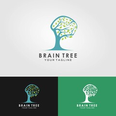 tree brain logo concept. human mind, growth , innovation, thinking, symbol stock illustration.