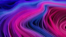 Wavy Lines Background With Purple, Blue And Pink Stripes. 3D Render.