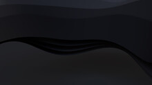 Black 3D Undulating Lines Ripple To Make A Dark Abstract Background. 3D Render With Copy-space.  