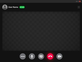 Wall Mural - videocall interface, video chat and conference call screen, vector phone app ui template. video call