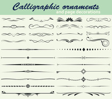 Vector Collection Of Calligraphic Dividers And Page Ornaments.