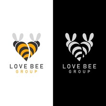 Bee Love Logo Design Vector