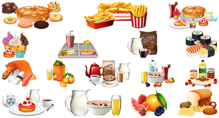 Foods and beverages set