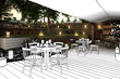 Inside Garden Pub & Restaurant (drawing) - 3d visualization