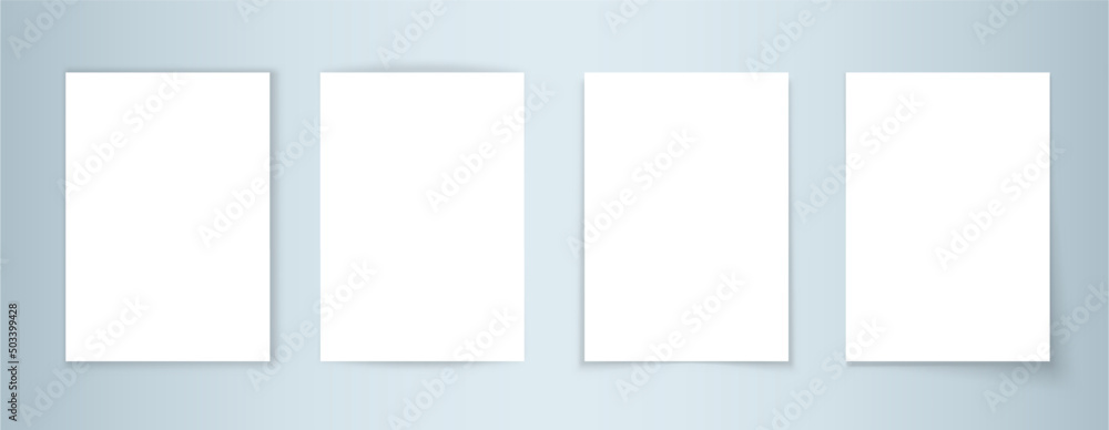 Posters Using Shadow Paper posters with shadows. Realistic white isolated empty banners with ...