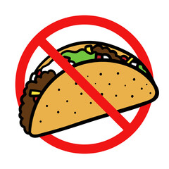 No Taco Sign on White Background