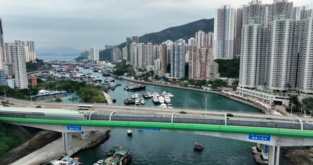 Canvas Print - Top view of aberdeen harbor in Hong Kong