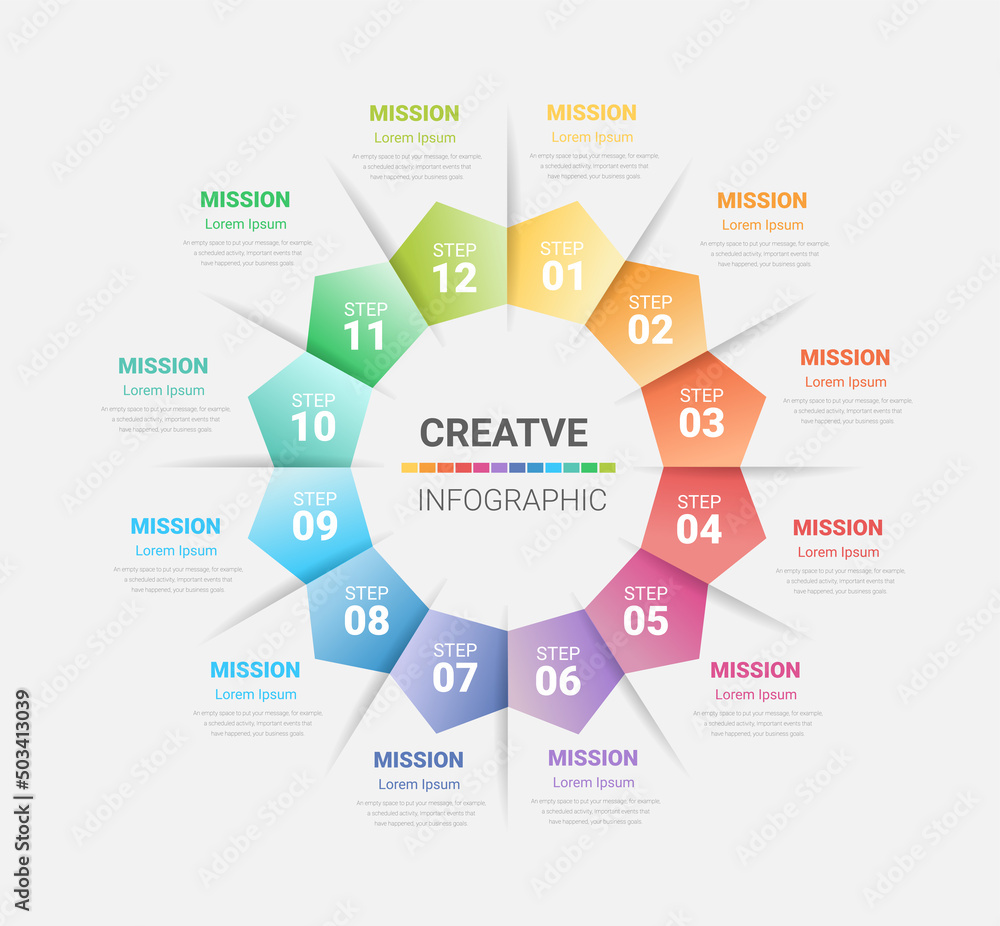 Infographic circle design for 12 options, steps or processes. can be ...