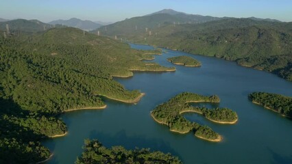 Poster - Drone fly over Hong Kong Tai Lam Chung Reservoir