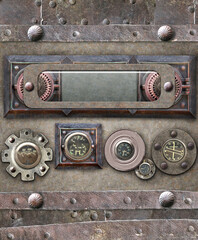 Sticker - Vertical retro background with vintage elements. Can be used for steampunk and mechanical design