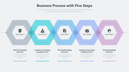 Aufkleber - Modern business process template with five colorful steps. Easy to use for your website or presentation.