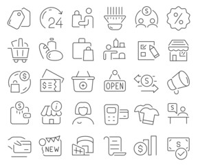 Poster - Shopping and store line icons collection. Thin outline icons pack. Vector illustration eps10