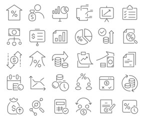 Aufkleber - Tax and report line icons collection. Thin outline icons pack. Vector illustration eps10