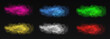 Realistic color smoke set. Collection of clouds for sky, graphic elements for games. Colorful parts of sprite, vivid vapor pack. Isometric vector illustrations isolated on transparent background