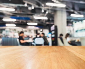 Wall Mural - Table top with People interior Blur background 