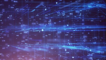 Wall Mural - big data digital business hitech background/ 4k animation of an abstract digital data business techn